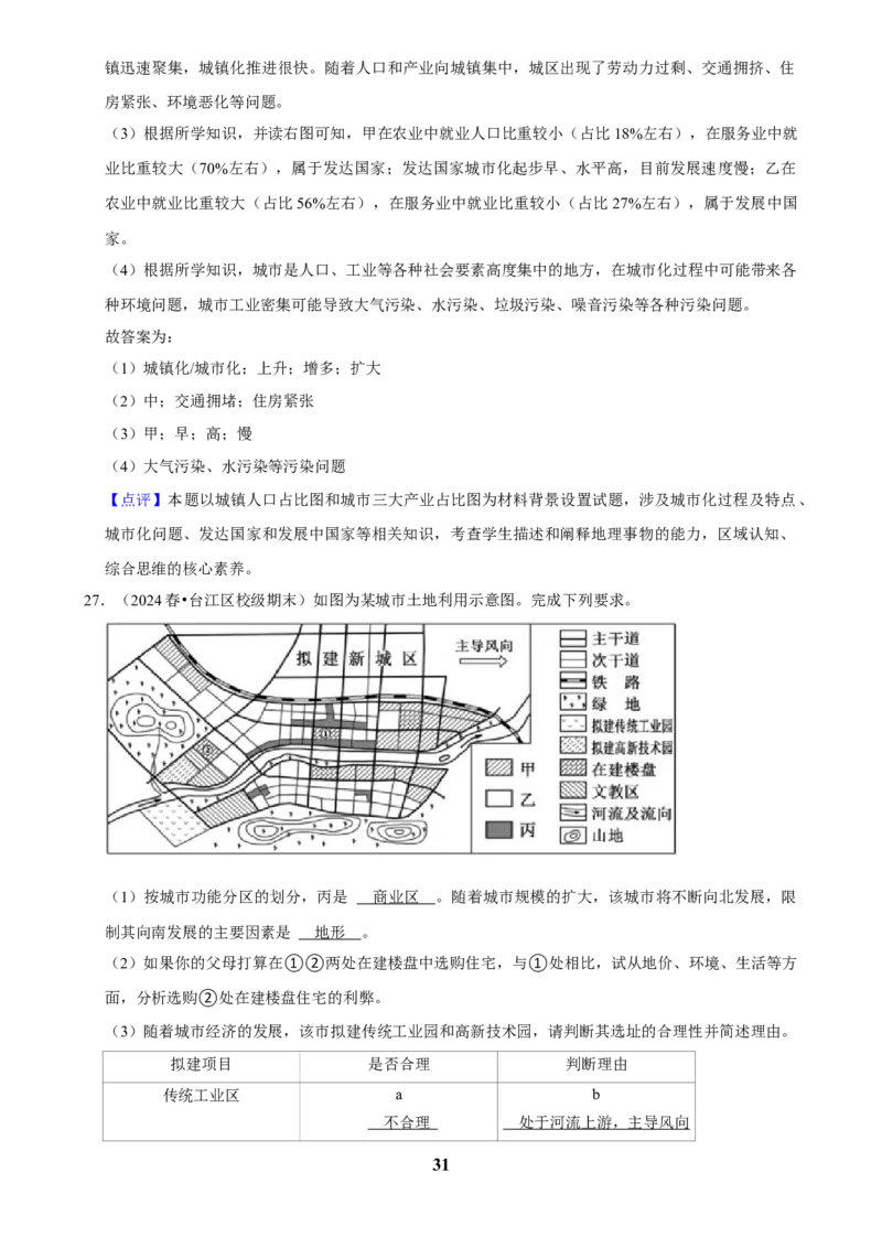 2025年菁优高考地理压轴训练之乡村和城镇_中考押题2026《中考押题》系列（9科全套实时更新中）_2026版中考《菁优系列》趋势分析+押题密卷+抢分秘籍+模拟考试_压轴篇