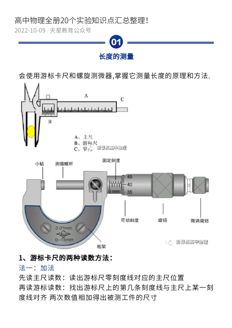 全！高中物理全册20个实验知识点汇总整理！_高中三年全科资料_高中_1高中基础资料包_A-高中必背9科知识点_物理