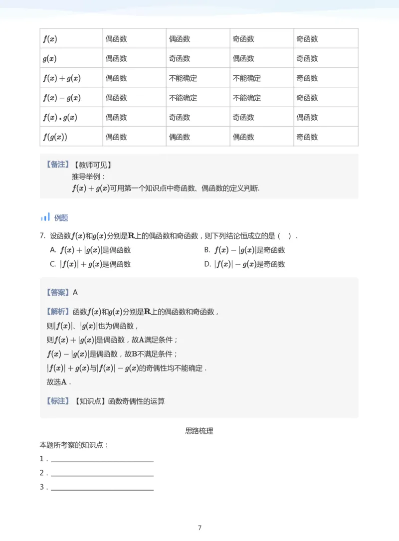 函数的奇偶性(教师版)_高中三年全科资料_高中_学而思高中数学（暑假衔接）面授升高..高二.高三_学而思面授班升高一暑期讲义+题集