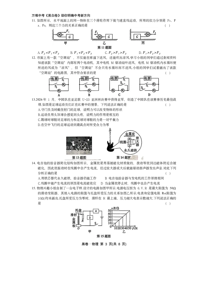 2026《万唯中考&bull;山东黑白卷》物理黑卷_中考押题2026《中考押题》系列（9科全套实时更新中）_万唯2026版初中《万唯黑白卷》7科全套（山东）_2026《万唯中考&bull;山东黑白卷》物理