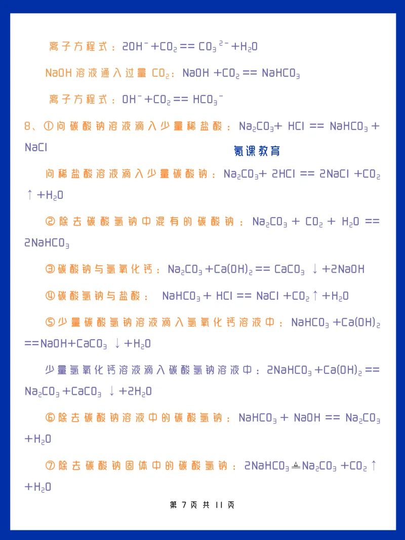 人教版高一化学方程式大全-B_高中三年全科资料_高中三年全科资料_化学