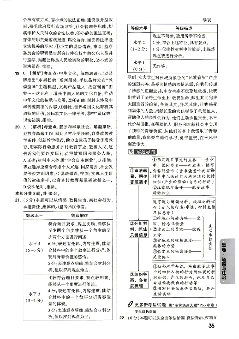2026《万唯中考&bull;北京黑白卷》道法黑卷答案_中考押题2026《中考押题》系列（9科全套实时更新中）_万唯2026版初中《万唯黑白卷》5科全套（北京）