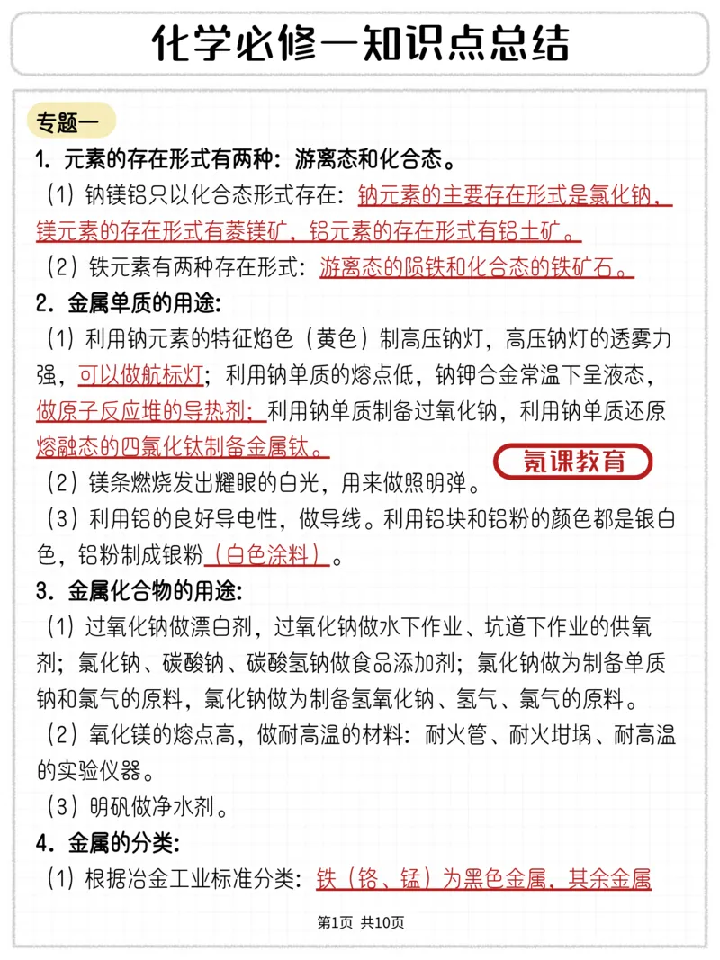 化学必修一知识点总结、_高中三年全科资料_高中三年全科资料_化学