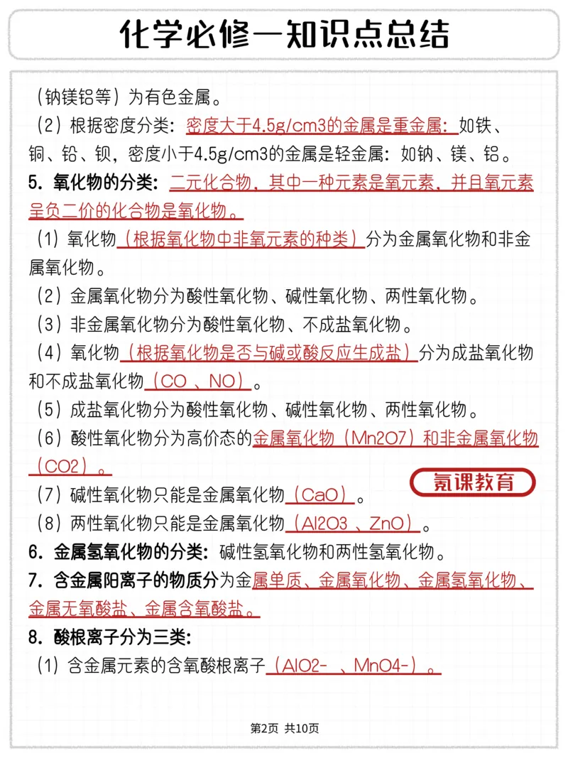 化学必修一知识点总结、_高中三年全科资料_高中三年全科资料_化学