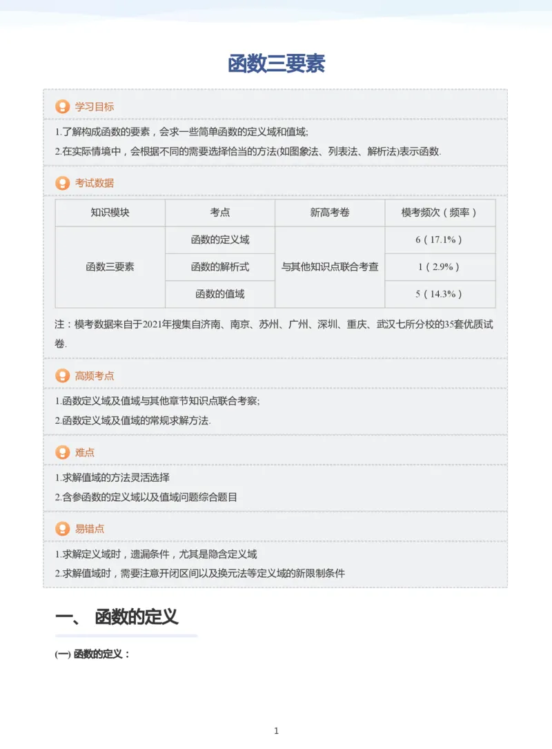 函数三要素(教师版)_高中三年全科资料_高中_学而思高中数学（暑假衔接）面授升高..高二.高三_学而思高中面授升高三暑假讲义+题集（小一轮）
