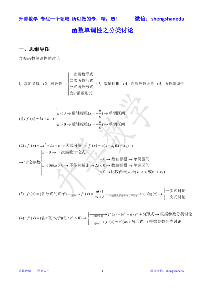 函数单调性之分类讨论_高中三年全科资料_高中_高中知识点整理_数学