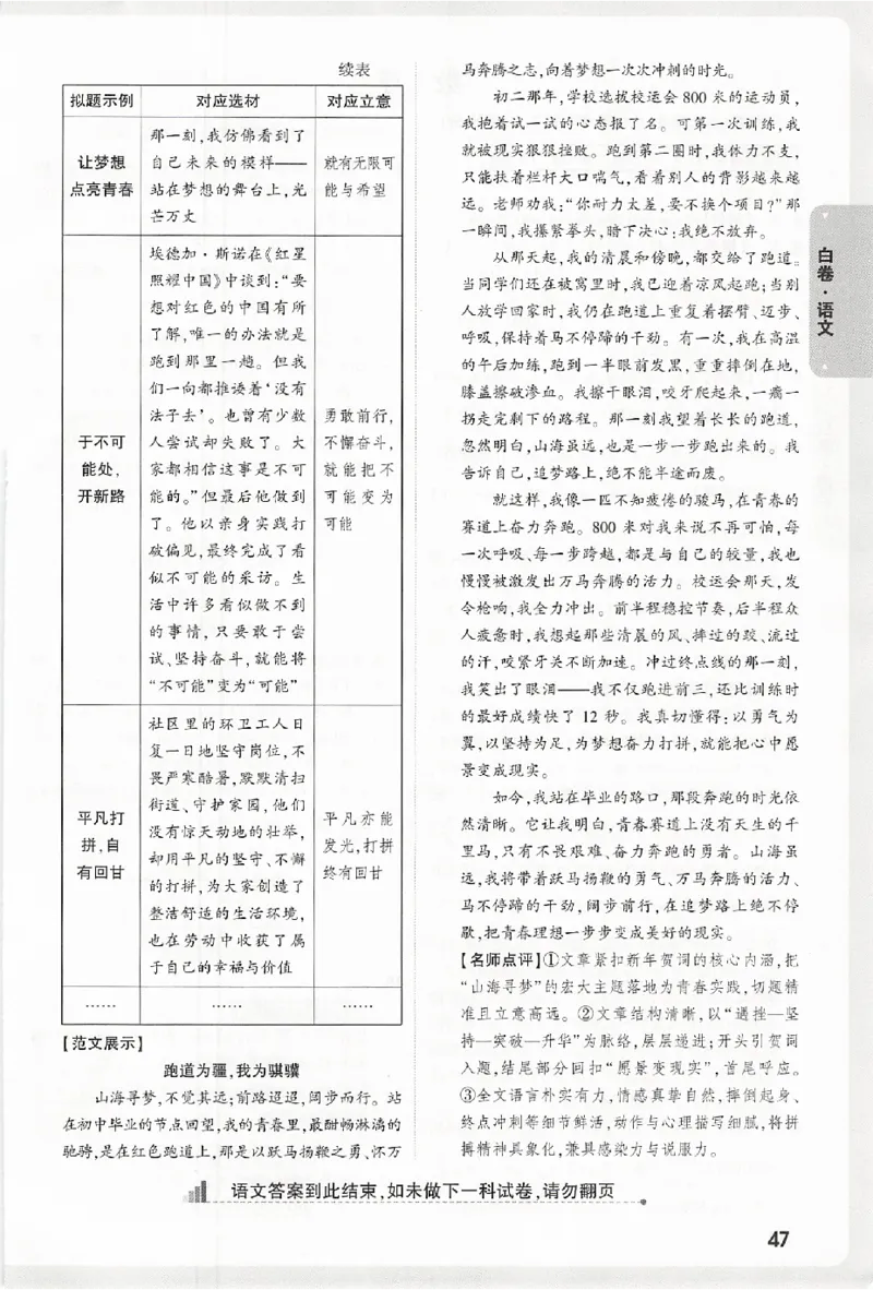 2026《万唯中考&bull;浙江黑白卷》语文白卷答案_中考押题2026《中考押题》系列（9科全套实时更新中）_万唯2026版初中《万唯黑白卷》7科全套（浙江）