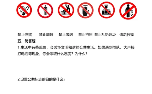 5建立良好的公共秩序（第一课时）试题-五年级下册道德与法治_A493小学道法_26新五年级道法下册（统编版）_教学教案_教案三（配套课件三）