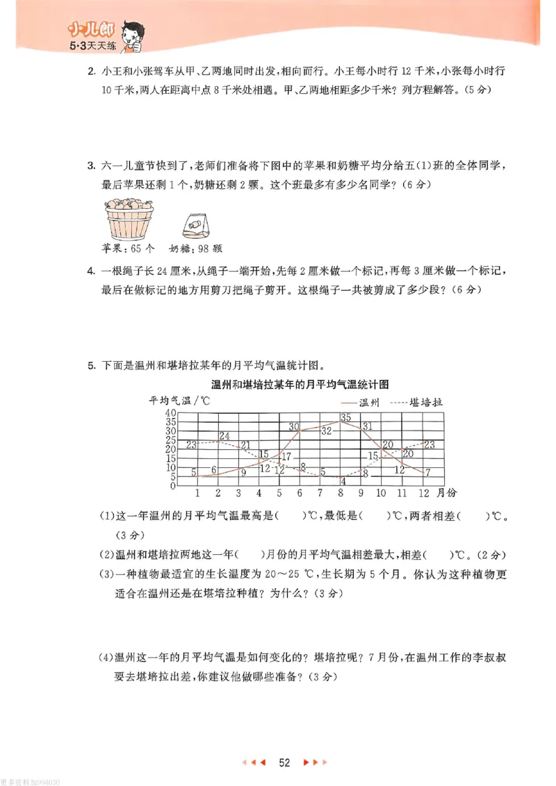 53天天练苏教数学5下_26春53小学系列合集_2-6年级数学下册苏教版《53天天练》_53天天练苏教数学5下