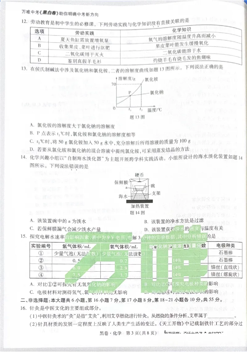 2026《中考&bull;广东黑白卷》化学黑卷_中考押题2026《中考押题》系列（9科全套实时更新中）_万唯2026版初中《万唯黑白卷》7科全套（广东）_2026《万唯中考&bull;广东黑白卷》化学