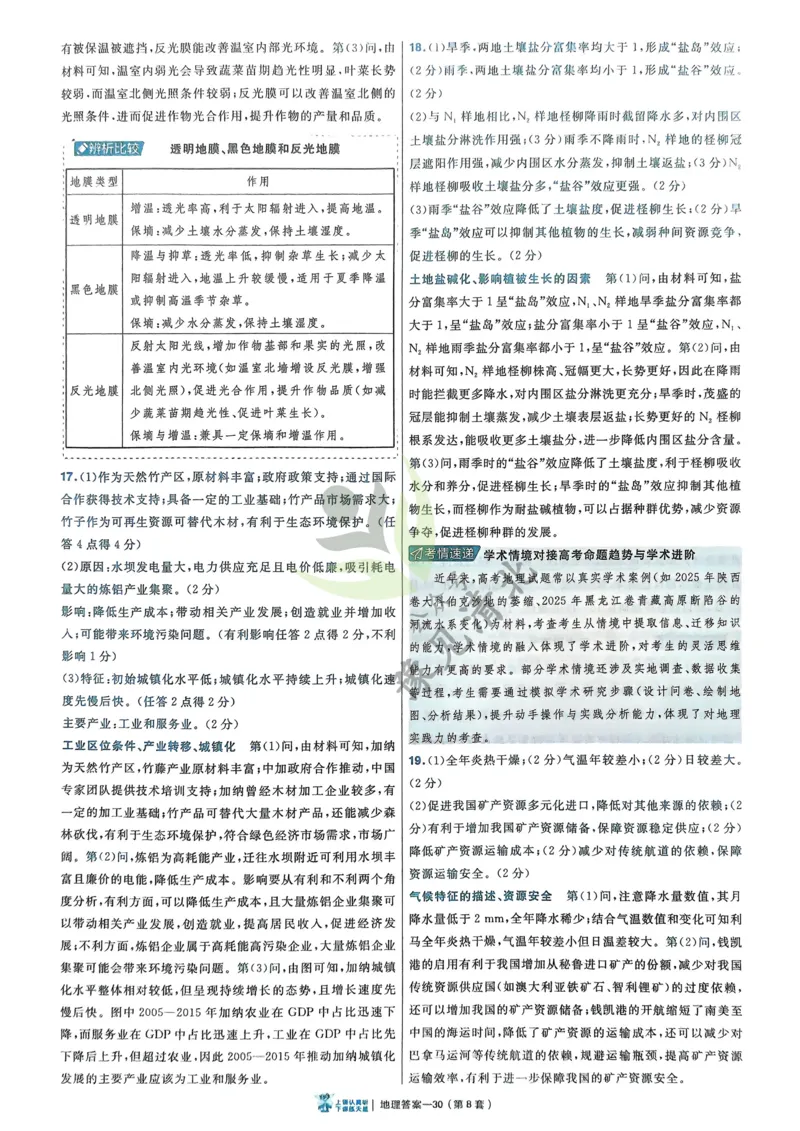 地理解析册_高中三年全科资料_高中_2026版高考《金考卷特快专递》9科全套（2期）