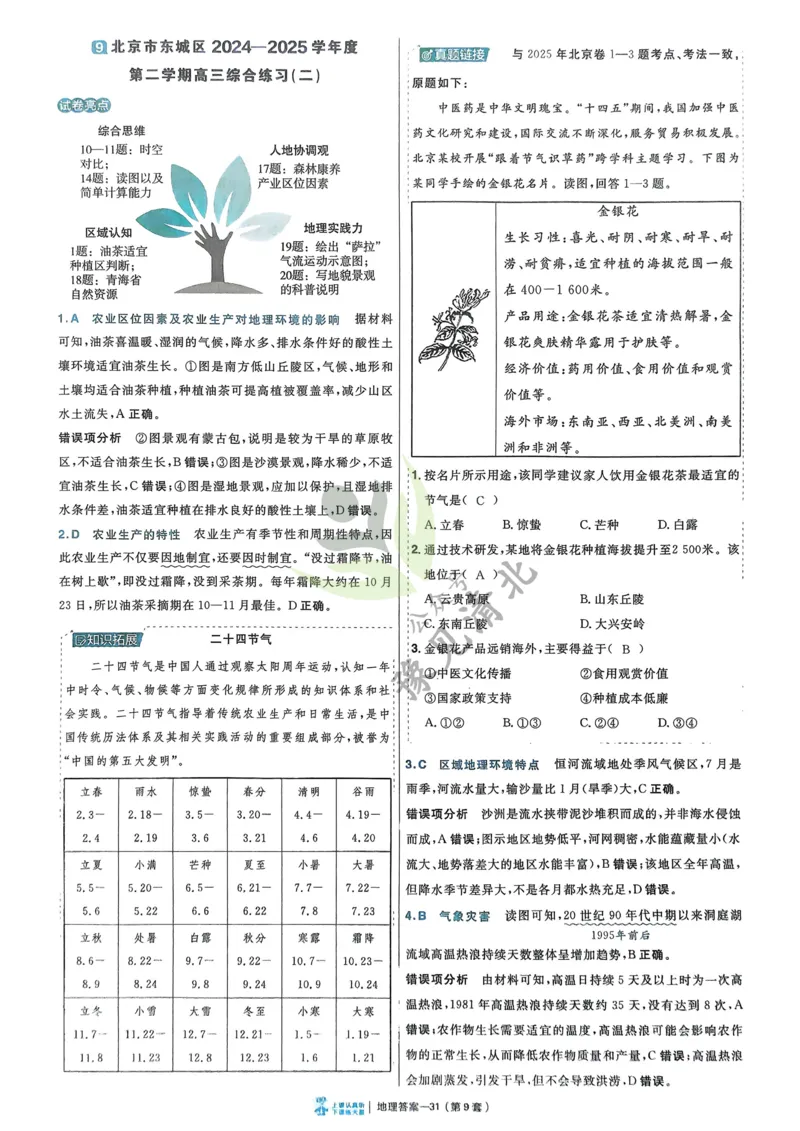 地理解析册_高中三年全科资料_高中_2026版高考《金考卷特快专递》9科全套（2期）