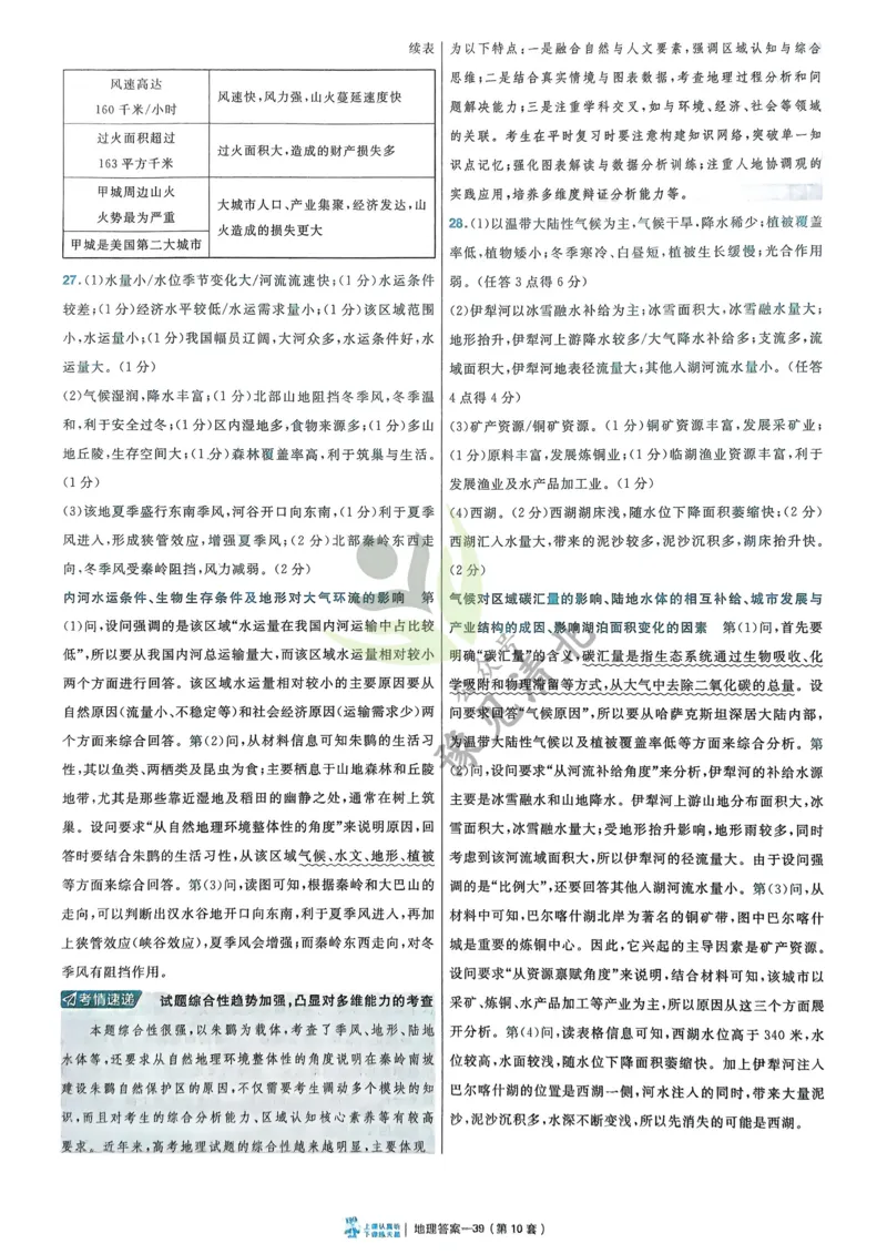 地理解析册_高中三年全科资料_高中_2026版高考《金考卷特快专递》9科全套（2期）