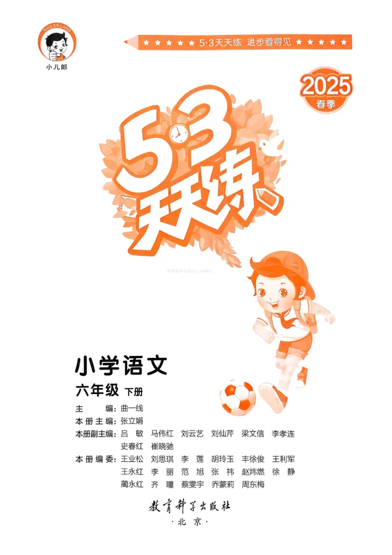 53天天练人教语文6下_26春53小学系列合集_1-6年级语文下册人教版《53天天练》