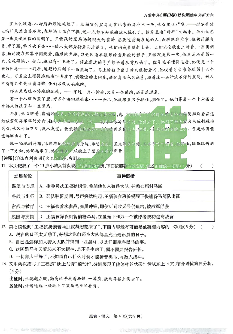 2026《万唯中考&bull;贵州黑白卷》语文黑卷_中考押题2026《中考押题》系列（9科全套实时更新中）_万唯2026版初中《万唯黑白卷》7科全套（贵州）