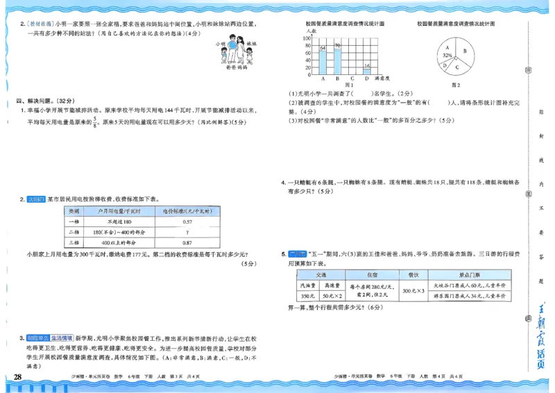 6下《王朝霞单元活页卷》数学人教版26春_2026春人教数学《王朝霞单元活页卷》