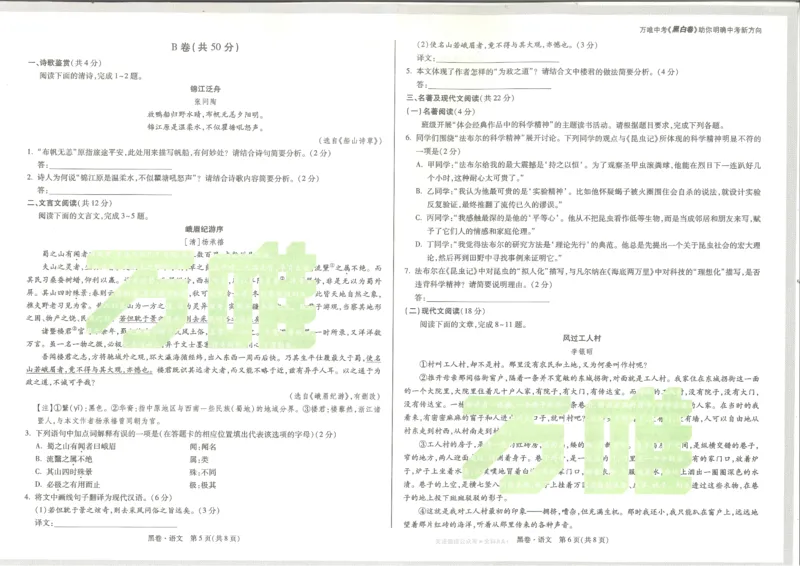 2026《万唯中考&bull;成都黑白卷》语文黑卷_中考押题2026《中考押题》系列（9科全套实时更新中）_万唯2026版初中《万唯黑白卷》5科全套（成都）_2026《万唯中考&bull;成都黑白卷》语文