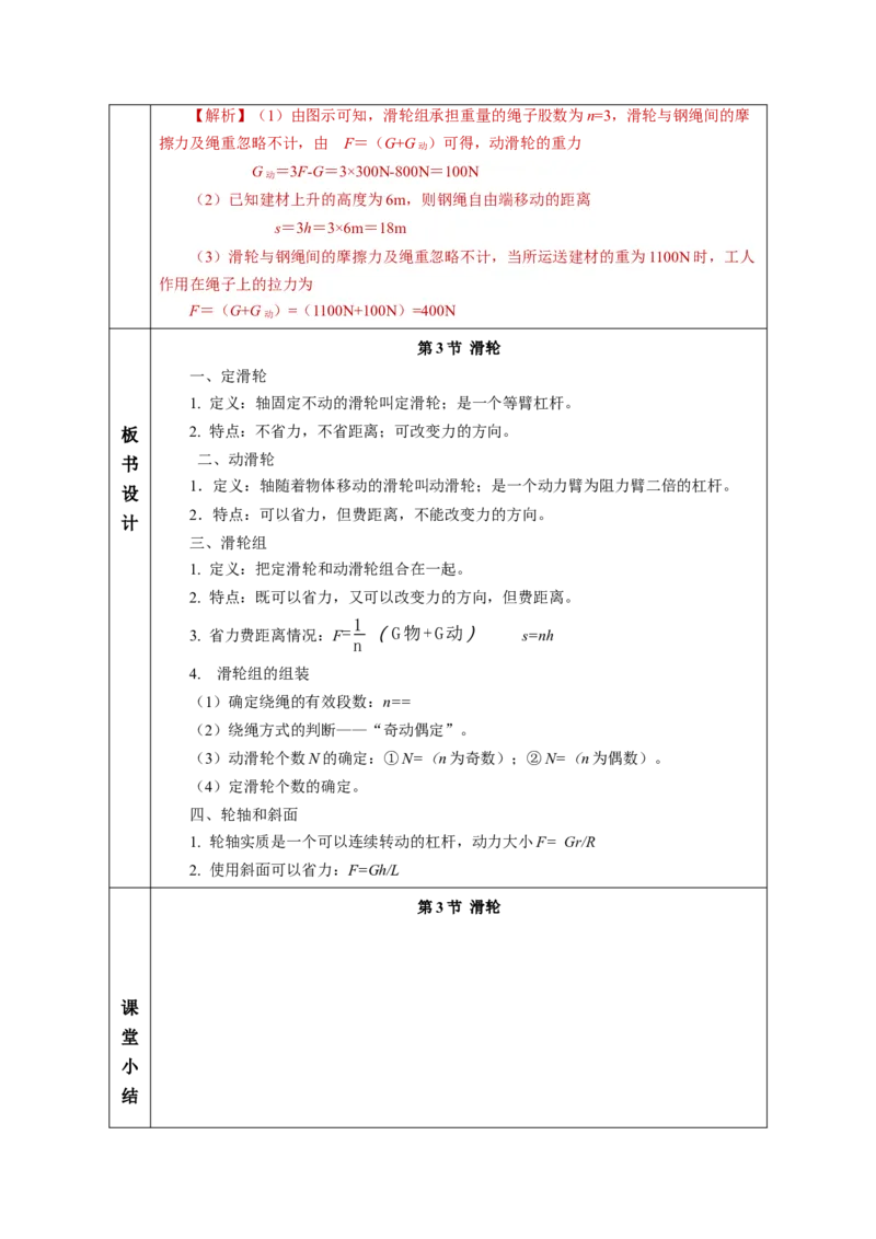 12.3滑轮（教学设计）-（人教版2024）_初物_八年级上下册+九年级全一册物理_八年级物理下册_教学设计（更新中）