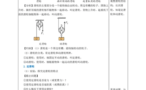 12.3滑轮（教学设计）-（人教版2024）_初物_八年级上下册+九年级全一册物理_八年级物理下册_教学设计（更新中）