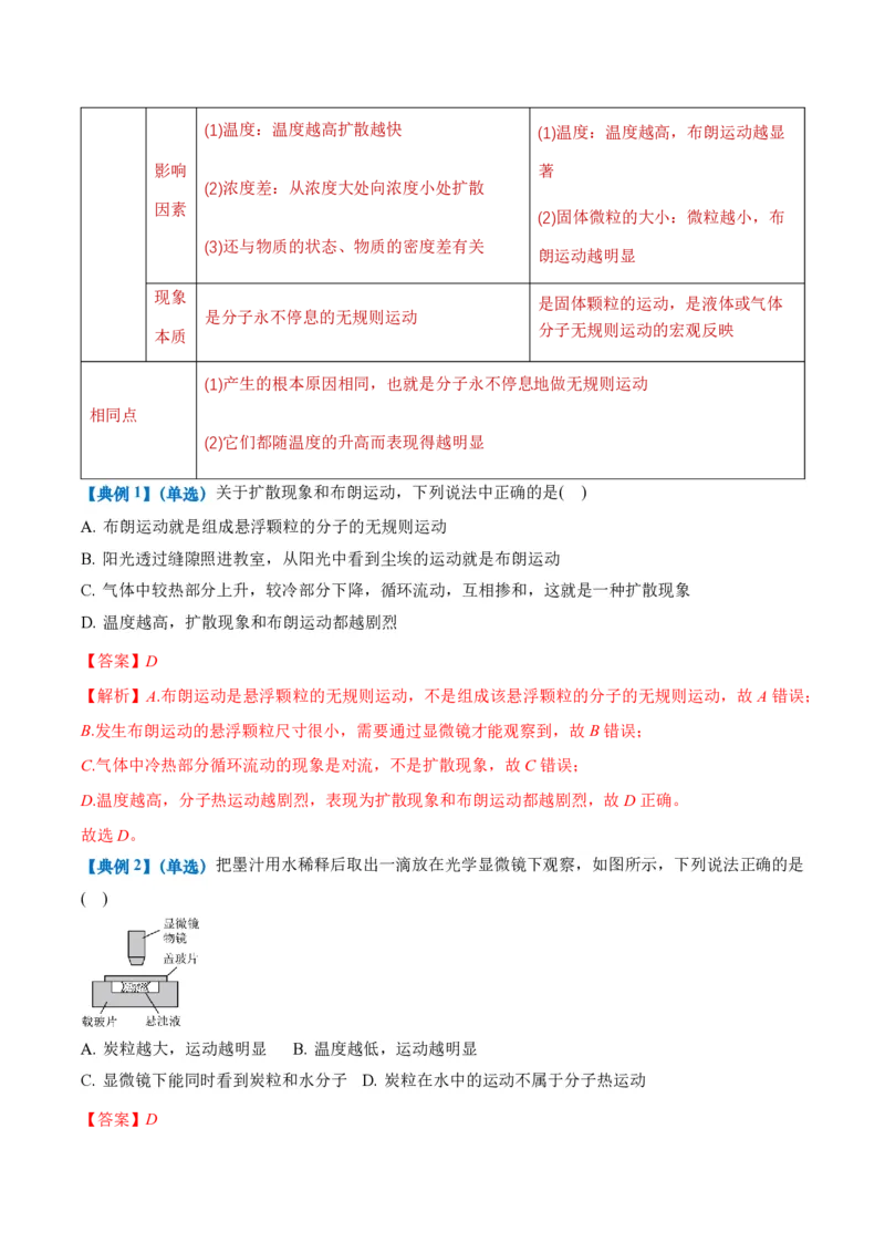 1.1分子动理论的基本内容（举一反三讲义）（解析版）_2026高考物理_222026版物理《高考一轮复习举一反三》全国版_2026《高中物理&bull;举一反三系列》选修三(RJ)_第一章分子动理论