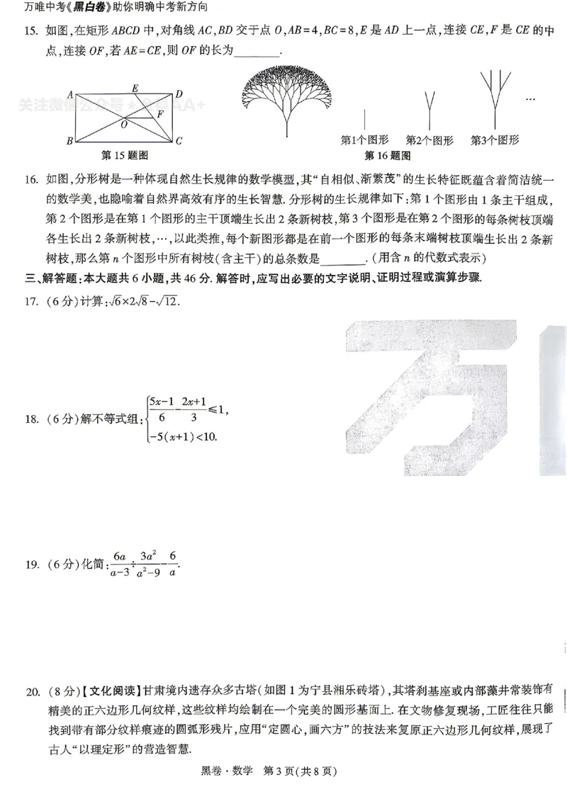2026《万唯中考&bull;甘肃黑白卷》数学黑卷_中考押题2026《中考押题》系列（9科全套实时更新中）_2026《万唯中考&bull;甘肃黑白卷》5科_2026《万唯中考&bull;甘肃黑白卷》数学