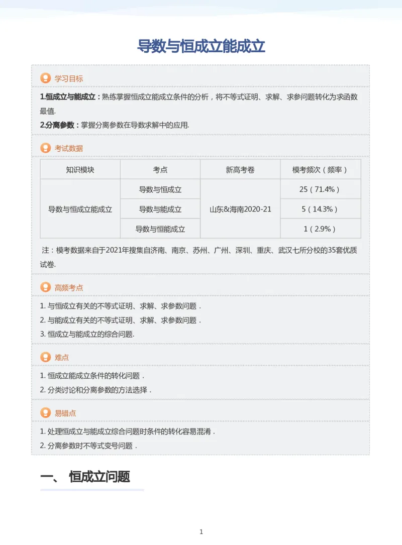 导数与恒成立能成立(教师版)_高中三年全科资料_高中_学而思高中数学（暑假衔接）面授升高..高二.高三_学而思高中面授升高三暑假讲义+题集（小一轮）