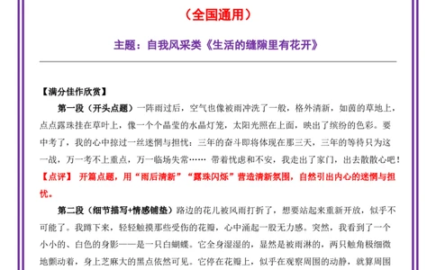 18.第18天主题：自我风采类《生活的缝隙里有花开》（2025年暑假读写摘抄逆袭宝典）-备战2026年中考语文作文常见十大母题写作技巧与策略（全国通用）_中考复习资料_语数英物化