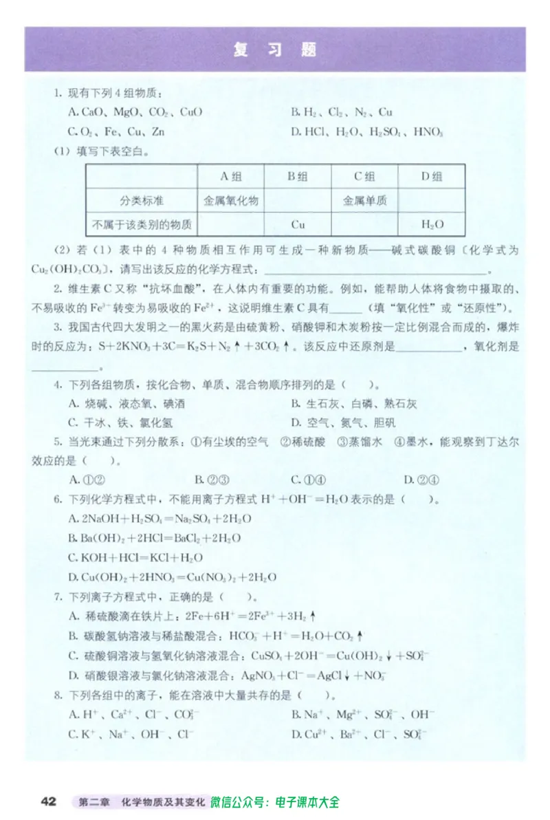 必修1_高中三年全科资料_高中_高中电子教材_旧教材_高中化学（人教旧版）