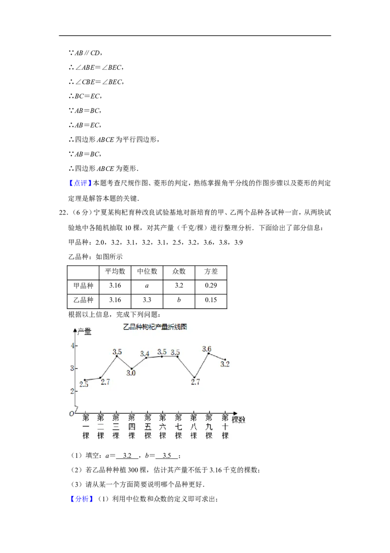 2022年宁夏中考数学试卷_中考复习资料_语数英物化_2数学中考复习_2025中考复习资料_中考真题（近三年）_2022年全国中考数学150份