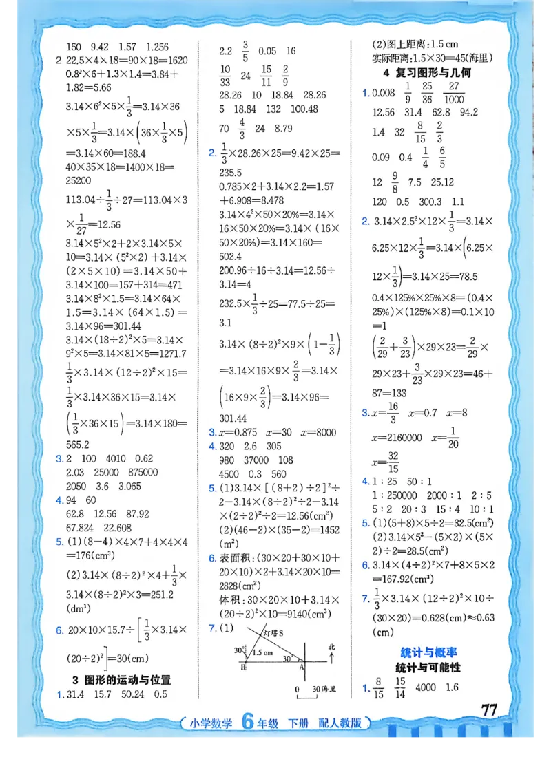 6下《王朝霞活页计算》人教数学26春_2026春人教数学《王朝霞活页计算》
