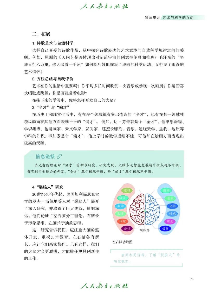 必修3艺术与科学_高中三年全科资料_高中_高中电子教材_高中艺术_人教版
