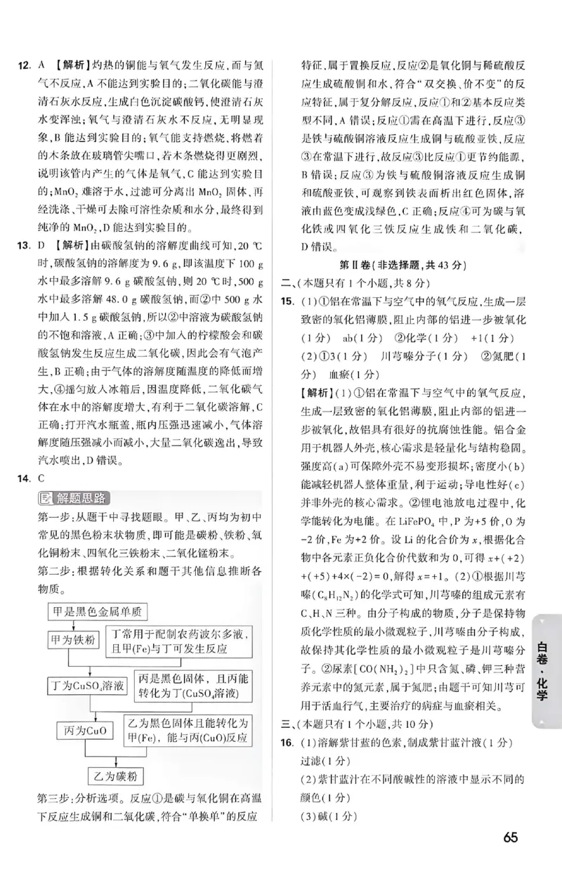 2026《万唯中考&bull;成都黑白卷》化学白卷答案_中考押题2026《中考押题》系列（9科全套实时更新中）_万唯2026版初中《万唯黑白卷》5科全套（成都）