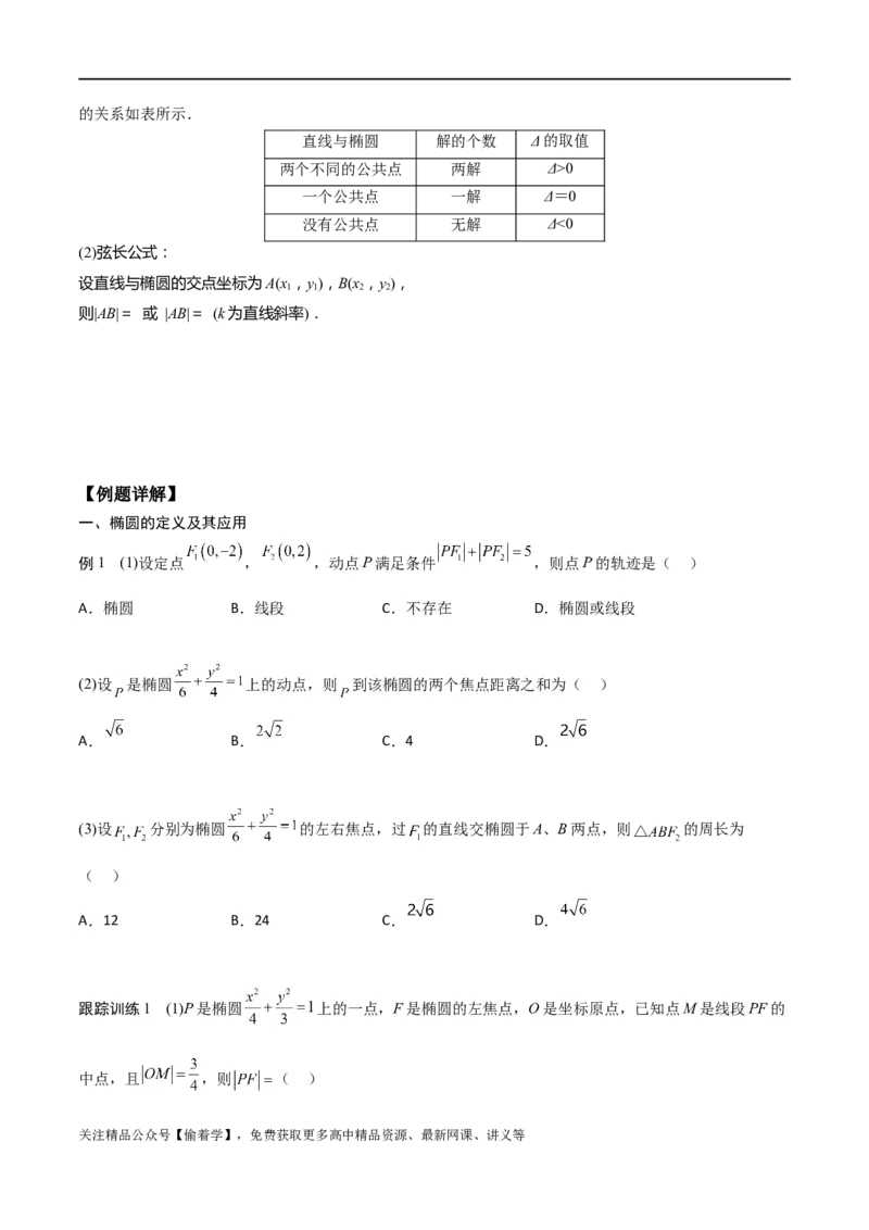 新课预习-3.1椭圆（学生版）-新高二暑假衔接_高中三年全科资料_高中_高中1_2025秋新高二《暑假衔接讲义》（语数外理化）电子版_2025新高二数学暑假衔接讲义（人教A版）