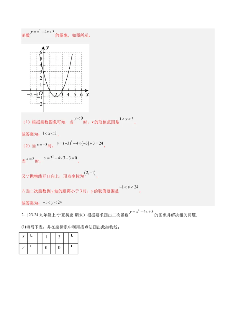 专题03二次函数的定义、图象和性质（6大基础题+5大提升题）（解析版）_人教版数学九年级上册_版本二_九年级数学上册（人教版）_专项复习