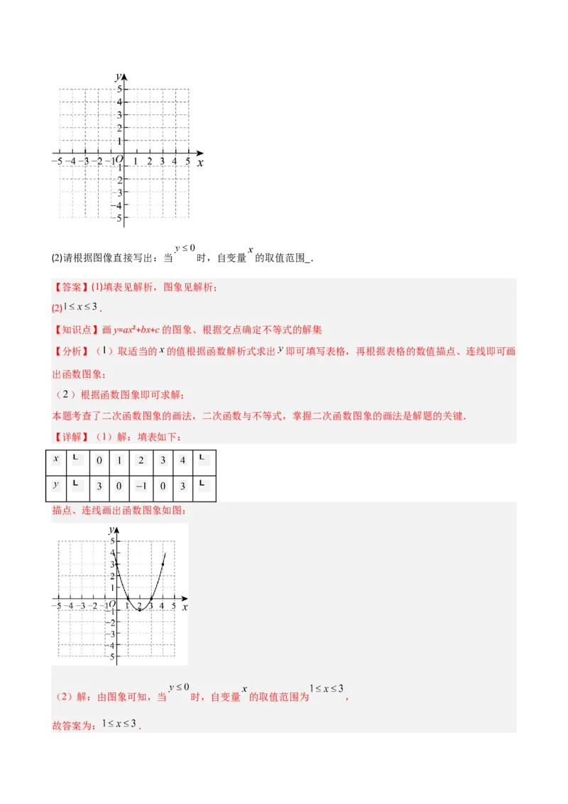 专题03二次函数的定义、图象和性质（6大基础题+5大提升题）（解析版）_人教版数学九年级上册_版本二_九年级数学上册（人教版）_专项复习