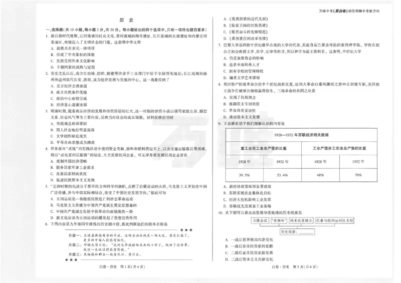 2026《万唯中考&bull;内蒙古黑白卷》历史白卷_2026中考押题卷合集_2026《万唯中考黑白卷》地方版(1)_2026《万唯中考&bull;内蒙古黑白卷》7科_2026《万唯中考&bull;内蒙古黑白卷》历史