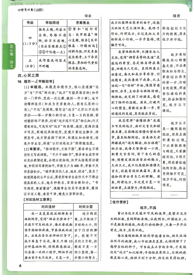 2026《万唯中考&bull;山西定心卷》语文答案_2026中考押题卷合集_2026《万唯中考定心卷》各地方版_2026《万唯中考&bull;山西定心卷》7科