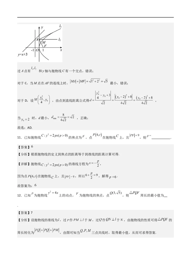 新课预习-3.3抛物线（教师版）-新高二暑假衔接_高中三年全科资料_高中_高中1_2025秋新高二《暑假衔接讲义》（语数外理化）电子版_2025新高二数学暑假衔接讲义（人教A版）