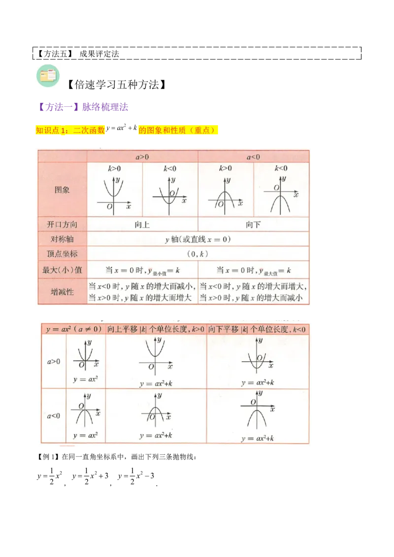 专题09二次函数y=a（x-h)2+k(a&ne;0)的图像和性质（4个知识点6种题型2个易错点2种考法）（学生版）_人教版数学九年级上册_版本二_九年级数学上册（人教版）_常见题型通关讲解练-V3_2024版