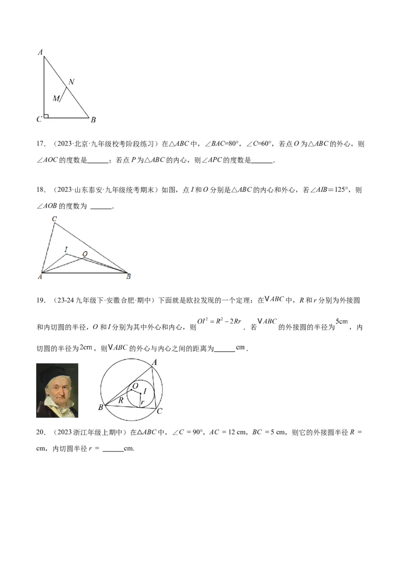 专题06圆中的重要模型之内切圆与外接圆模型解读与提分精练（人教版）（学生版）_人教版数学九年级上册_版本二_九年级数学上册（人教版）_常见几何模型全归纳-V13_2025版