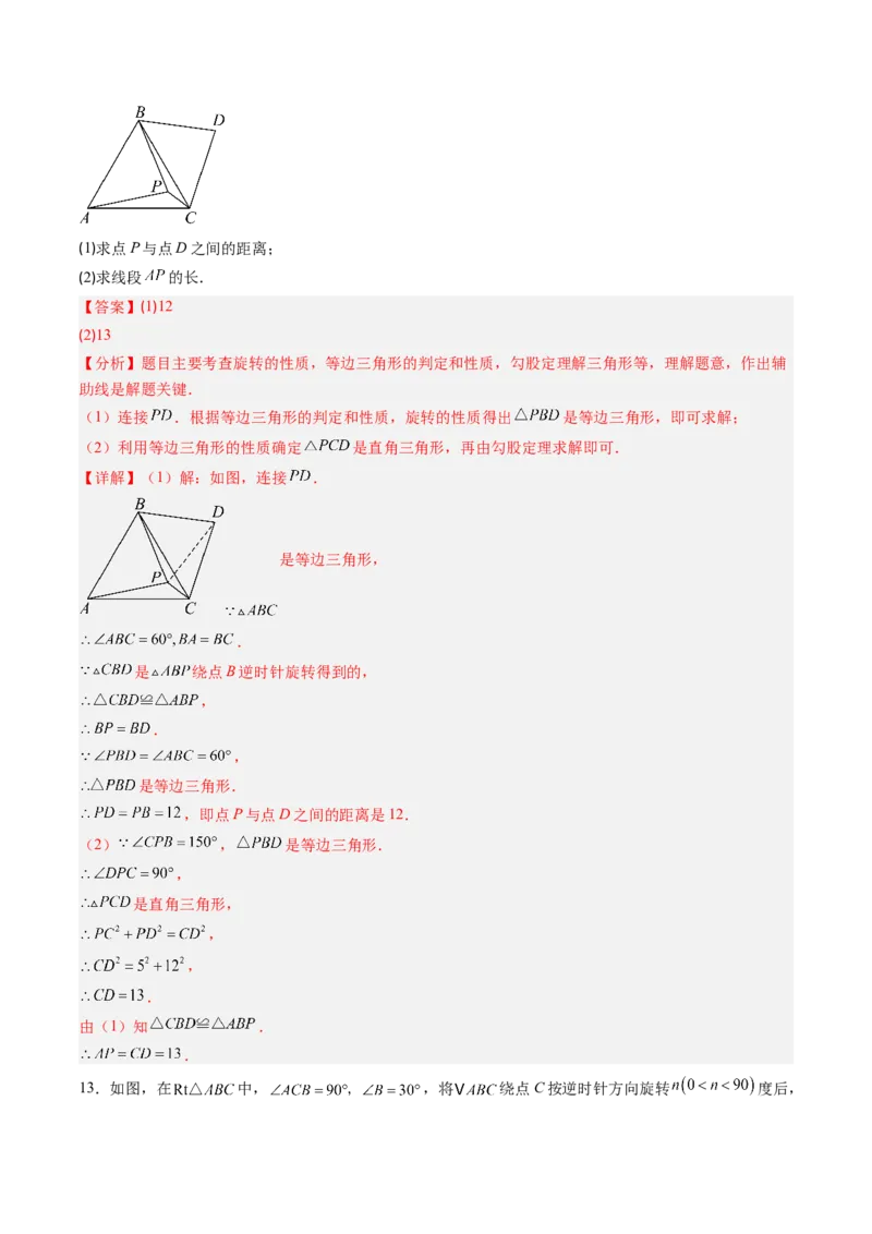 专题02巧用旋转进行计算（专项训练）（教师版）_人教版数学九年级上册_版本二_九年级数学上册（人教版）_单元知识复习专项-U105_2026版