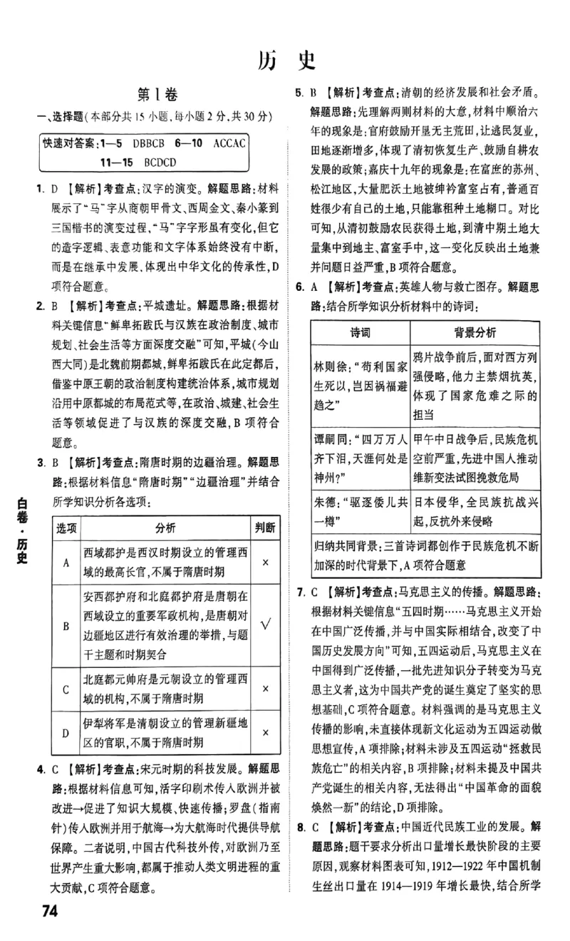 2026《万唯中考&bull;山西黑白卷》文综白卷答案_2026中考押题卷合集_2026《万唯中考黑白卷》地方版(1)_2026《万唯中考&bull;山西黑白卷》7科_2026《万唯中考&bull;山西黑白卷》历史