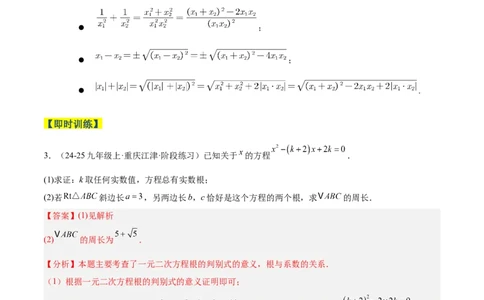 专题03一元二次方程根与系数的关系重难点题型专训（2个知识点10大题型4大拓展训练自我检测）（教师版）_人教版数学九年级上册_版本二_九年级数学上册（人教版）_重难点专题提升-V7