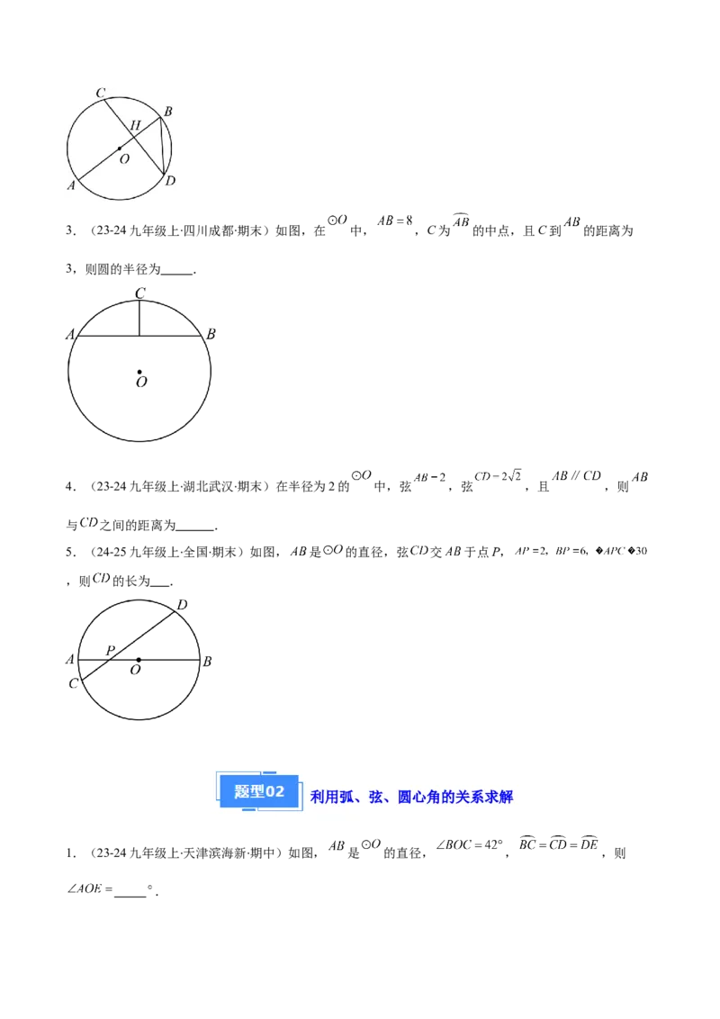 专题07垂径定理、圆心角、圆周角（6大基础题+5大提升题）（原卷版）_人教版数学九年级上册_版本二_九年级数学上册（人教版）_专项复习