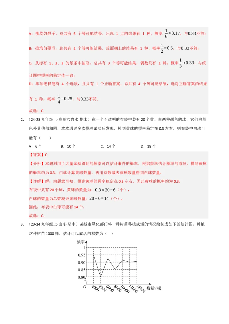 专题05概率初步（期末专项训练）（解析版）_人教版数学九年级上册_版本二_九年级数学上册（人教版）_期末专项复习-U276_期末总复习_2026版