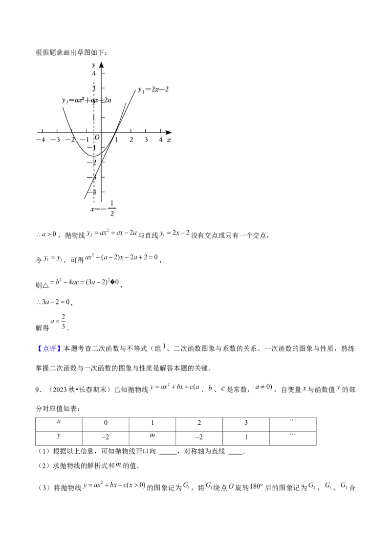 专题02二次函数（考题猜想，4种热考题型）教师版_人教版数学九年级上册_版本二_九年级数学上册（人教版）_期末专项复习-U276_期末总复习_2025版