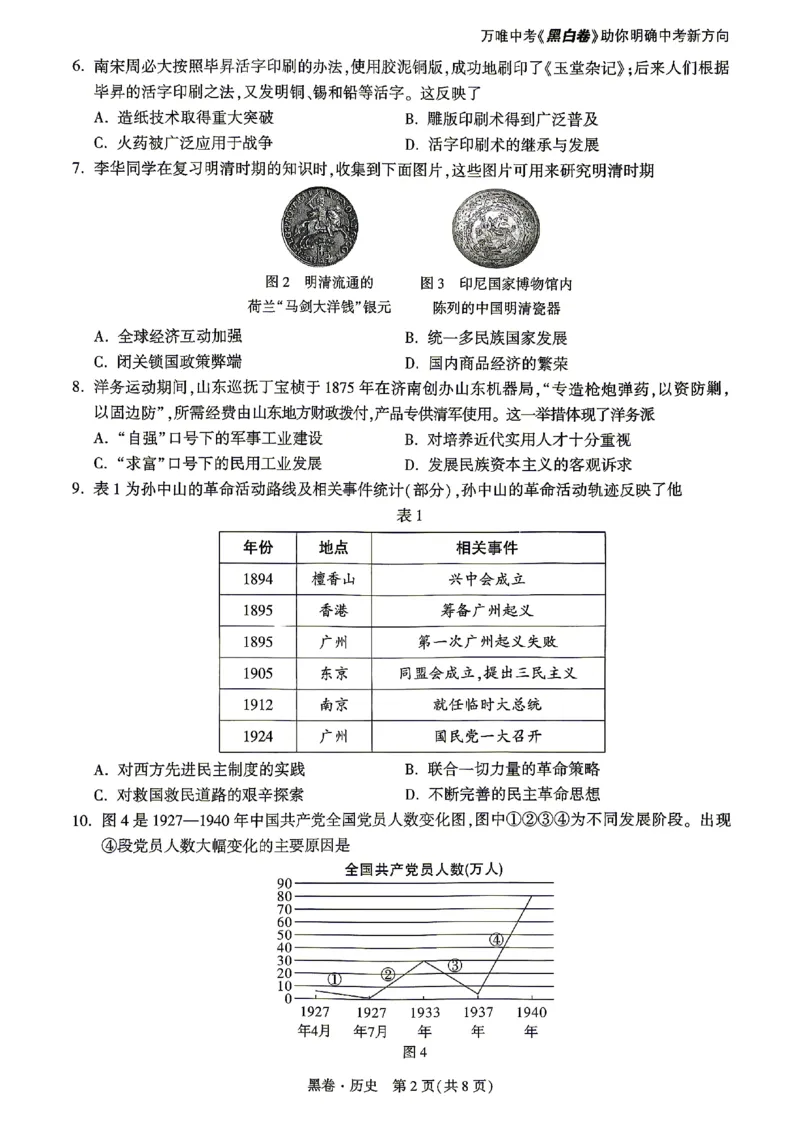 2026《万唯中考&bull;山东黑白卷》历史黑卷_2026中考押题卷合集_2026《万唯中考黑白卷》地方版(1)_2026《万唯中考&bull;山东黑白卷》7科_2026《万唯中考&bull;山东黑白卷》7科(扫描版)