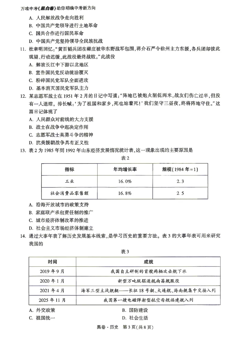 2026《万唯中考&bull;山东黑白卷》历史黑卷_2026中考押题卷合集_2026《万唯中考黑白卷》地方版(1)_2026《万唯中考&bull;山东黑白卷》7科_2026《万唯中考&bull;山东黑白卷》7科(扫描版)
