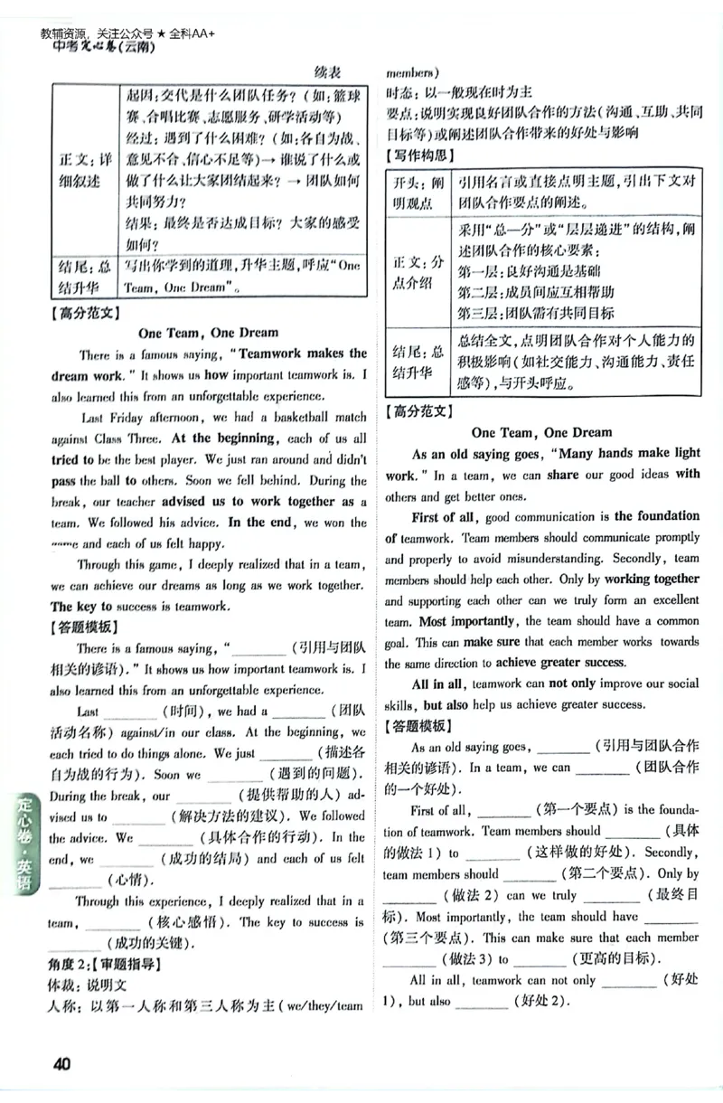2026《万唯中考&bull;云南定心卷》英语答案_2026中考押题卷合集_2026《万唯中考定心卷》各地方版_2026《万唯中考&bull;云南定心卷》7科