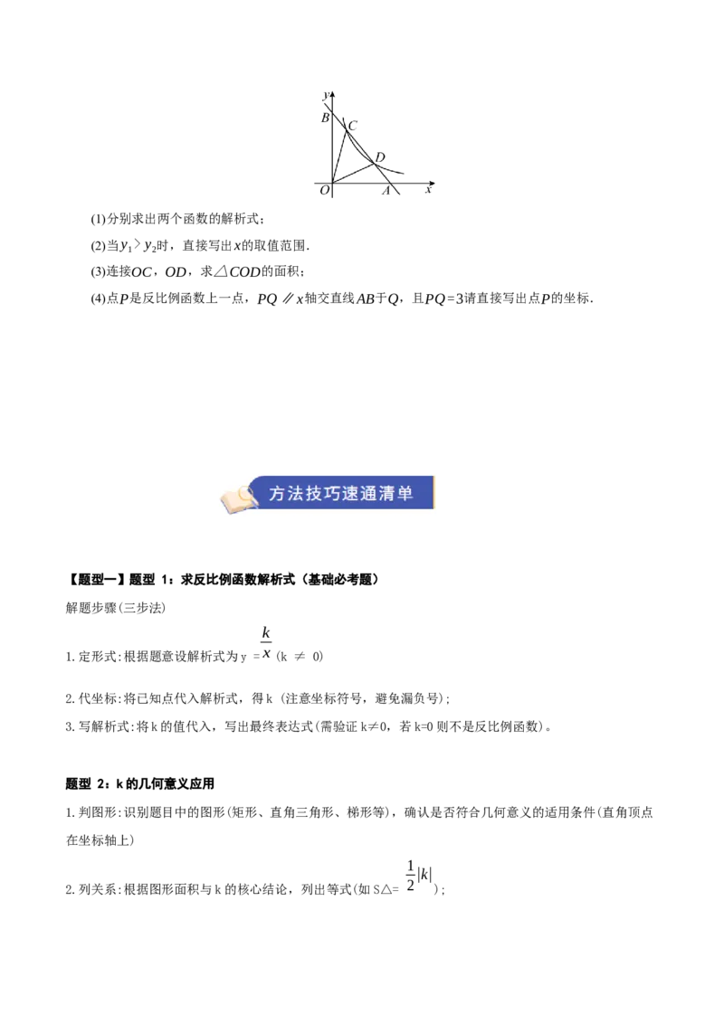 专题06反比例函数（期末复习知识清单，6知识&12题型&4易错&5方法清单）（原卷版）_人教版数学九年级上册_版本二_九年级数学上册（人教版）_期末专项复习-U276_期末总复习_2026版